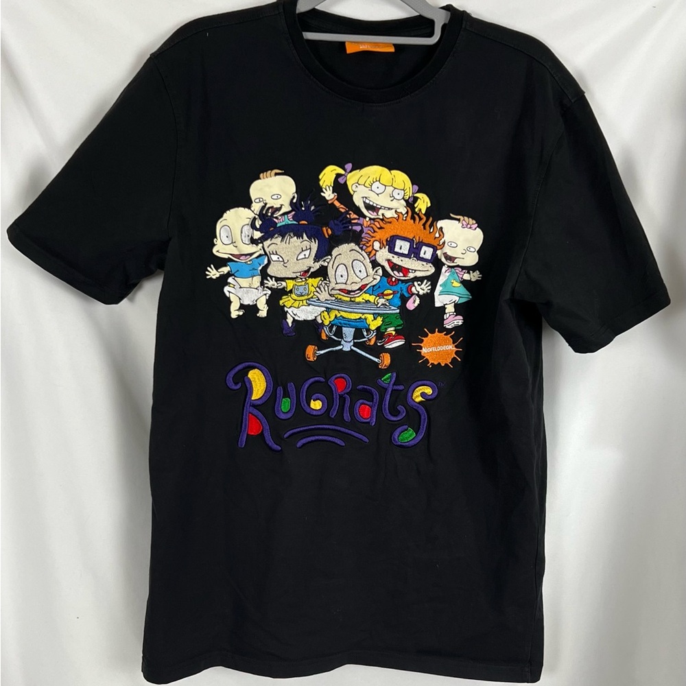 Vintage Nickelodeon Embroidered T Shirt Men's Size Medium Black Rugrats